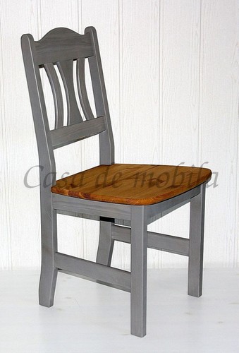 Stuhl kiefer massiv grau - stuhl,